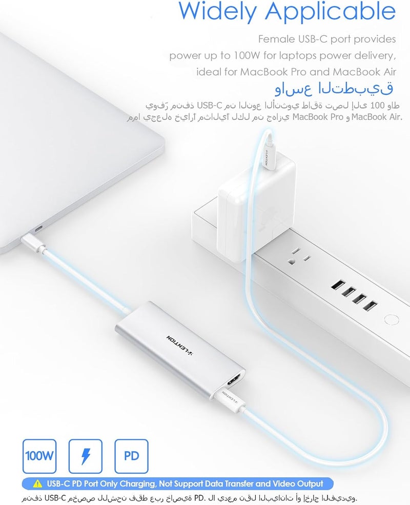 LENTION USB C Hub Multiport with 4K HDMI Output, 100W PD, 4 USB 3.0, Type C Charging Adapter Compatible 2025-2016 MacBook Pro/Air, New Mac Air & Surface, Chromebook, More (CB-C35, Silver) - Image 2