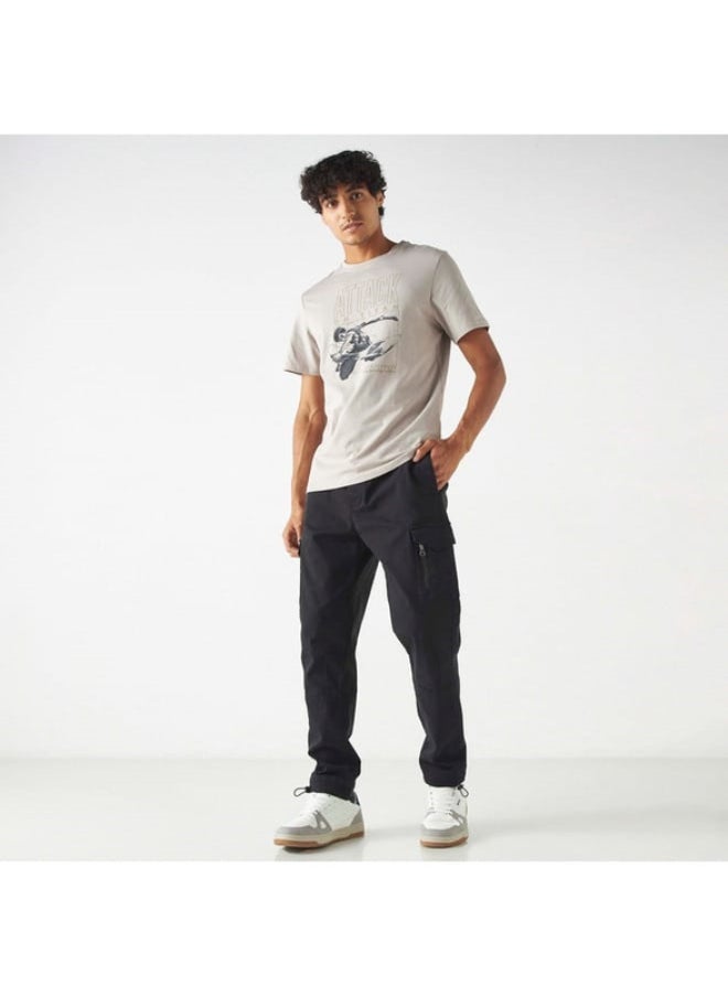 SP Characters Attack on Titan Print Crew Neck T-shirt with Short Sleeves  - Image 4