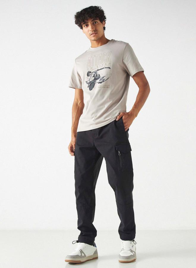 SP Characters Attack on Titan Print Crew Neck T-shirt with Short Sleeves - Image 2