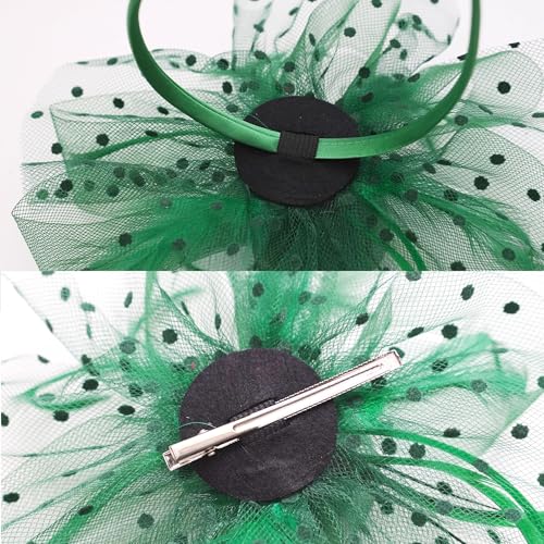 KICOFIT Fascinators Hats 20s 50s Hat Pillbox Hat Cocktail Tea Party Headwear with Veil for Girls and Women (US, Alpha, One Size, A-Green) - Image 4