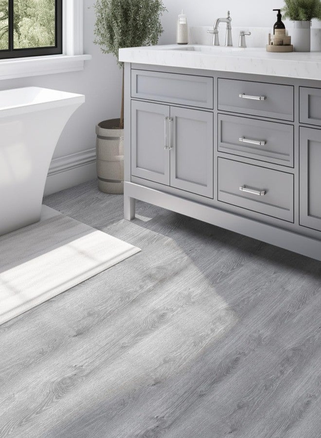 Chejiaye Luxury Thicken Wood Grain Peel and Stick Floor Tiles 17.72 "W x 118" L Self-Adhesive Vinyl Flooring Roll - DIY Easy for Wall and Floor,Hard Surface/Waterproof/Anti Slip/Anti Dent (Light Grey) - Image 2