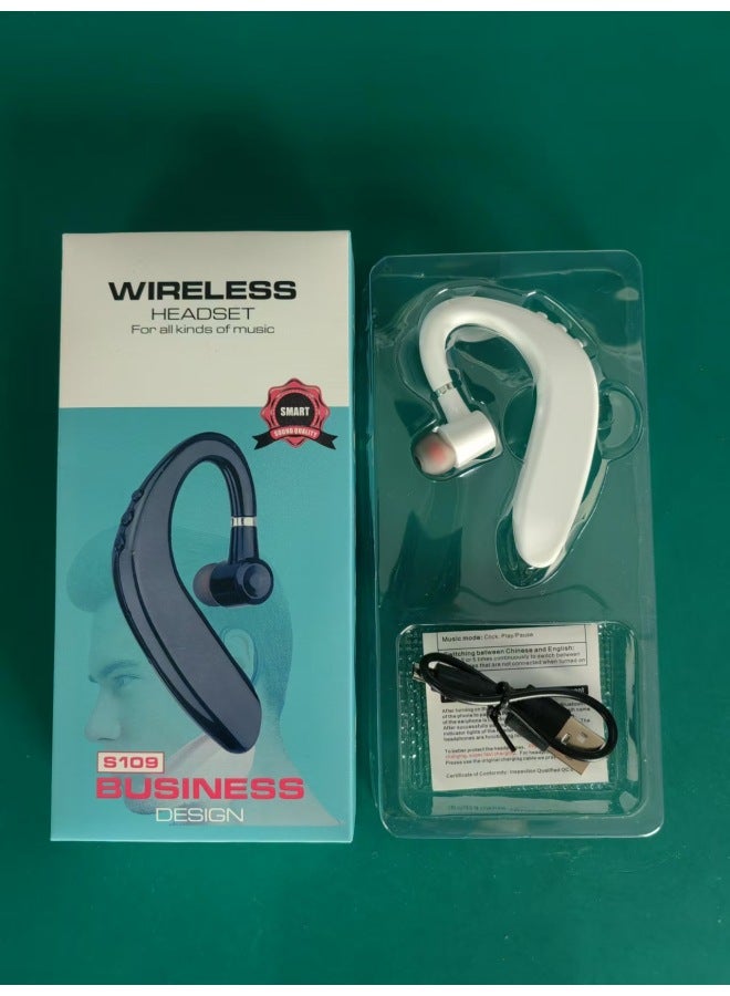S109 Bluetooth Headset True Wireless Hanging Ear Business Driving Running Listening To Songs Talking Bluetooth Left And Right Ear Wholesale-Color:White Box  - Image 1