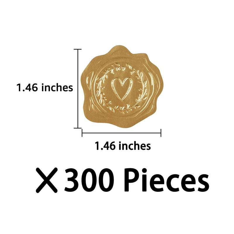 Homtable 300 Pieces Embossed Gold Foil Stickers Gold Stickers for Envelopes, Wedding Invitations, Christmas Greeting Cards Envelopes (Gold Heart-Love) - Image 2