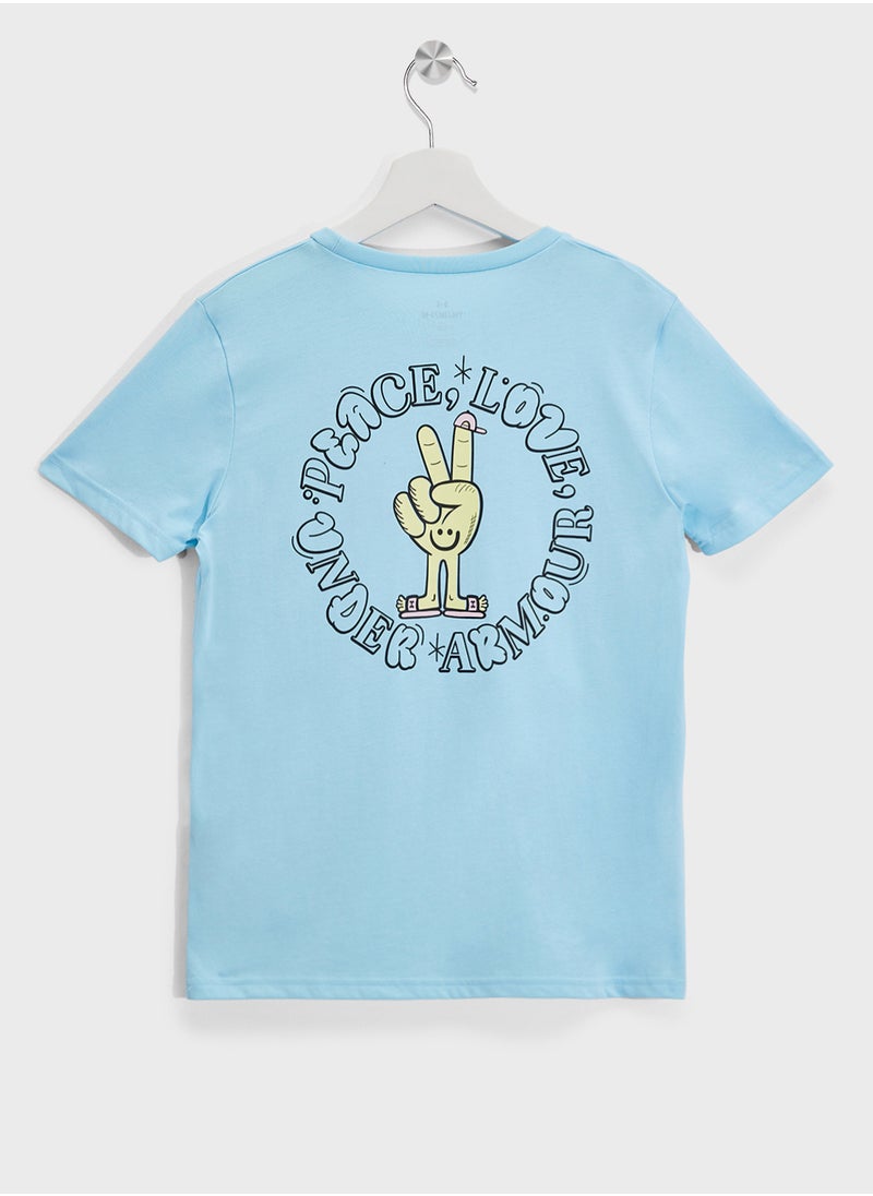 UNDER ARMOUR Youth Peace Love T-Shirt  - Image 2
