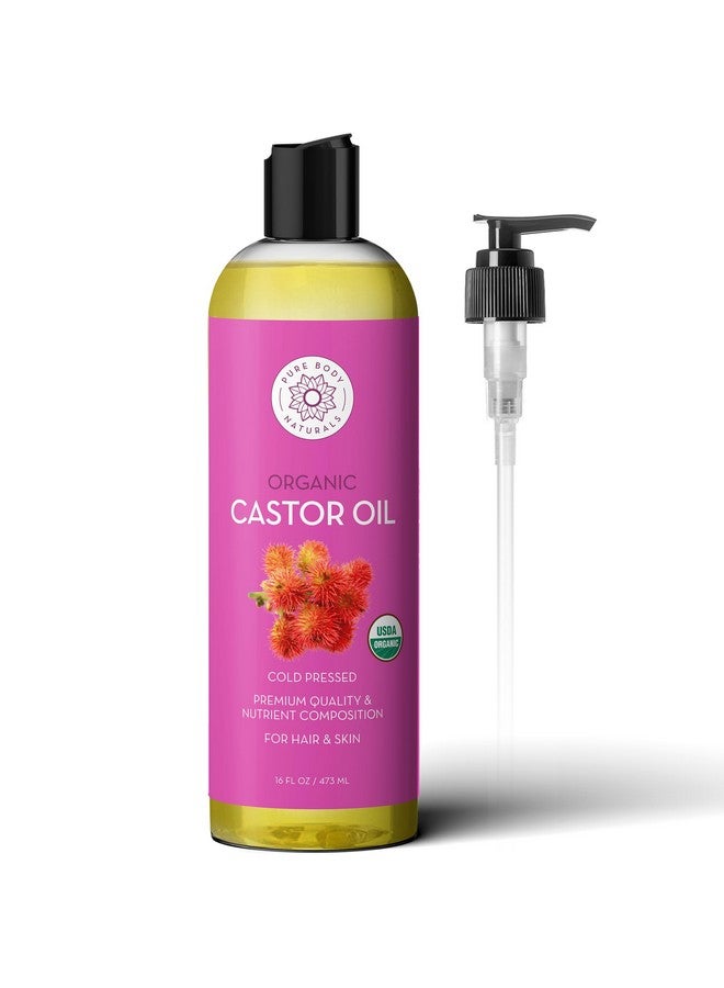 بيور بدي ناتشورالز زيت الخروع لنمو شعر الوجه والبشرة والجسم، زيت الخروع العضوي المضغوط على البارد، أسيت دي ريسينو الهكسان، خالي من غير المكرر، 16 أونصة سائلة - Image 1