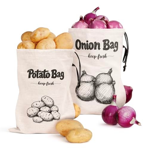 Velvopet Onion Bag Potato Bag Vegetable Storage Bags Reusable 8Pound Potatoes Storage Bags With LightBlocking Liner Drawstring Closure Side Access For Vegetable Keep Fresh 16x1142Pack - Image 1