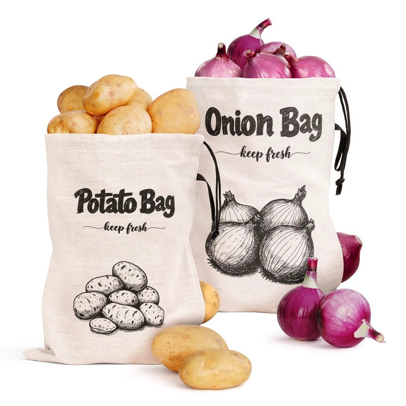 Velvopet Onion Bag Potato Bag Vegetable Storage Bags Reusable 8Pound Potatoes Storage Bags With LightBlocking Liner Drawstring Closure Side Access For Vegetable Keep Fresh 16x1142Pack - Image 2