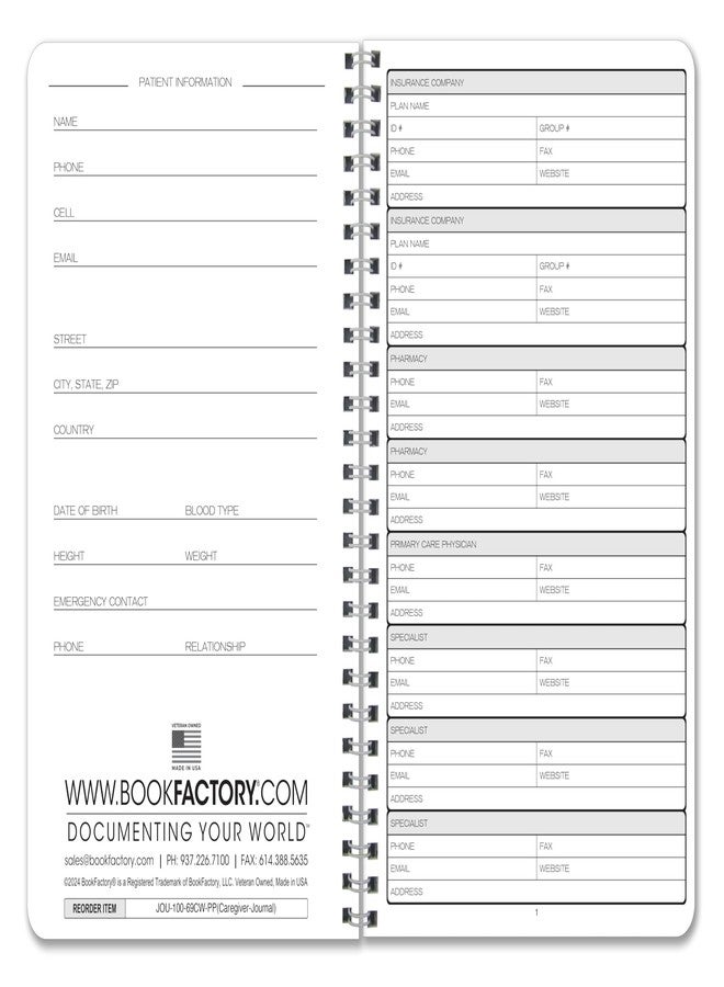 BookFactory Caregiver Daily Log Book, 6" x 9" Wire-O, 100 Pages - Image 2