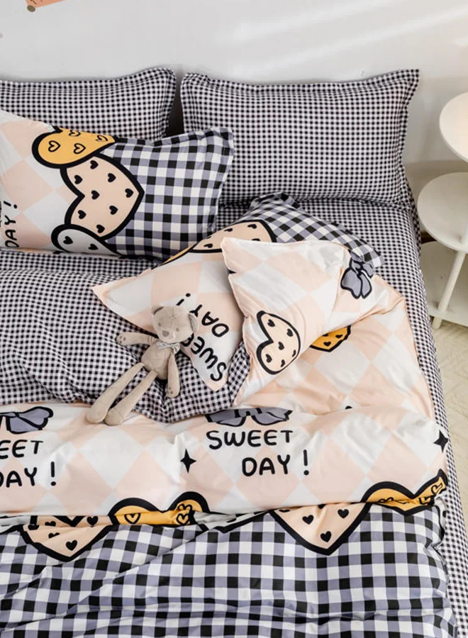 شاربدو Sharpdo 4-Pieces Bed Sheet Set Polyester Soft Quilt Cover With 1Quilt Cover 150*200cm 1 Flat Sheet and 2 Pillowcases