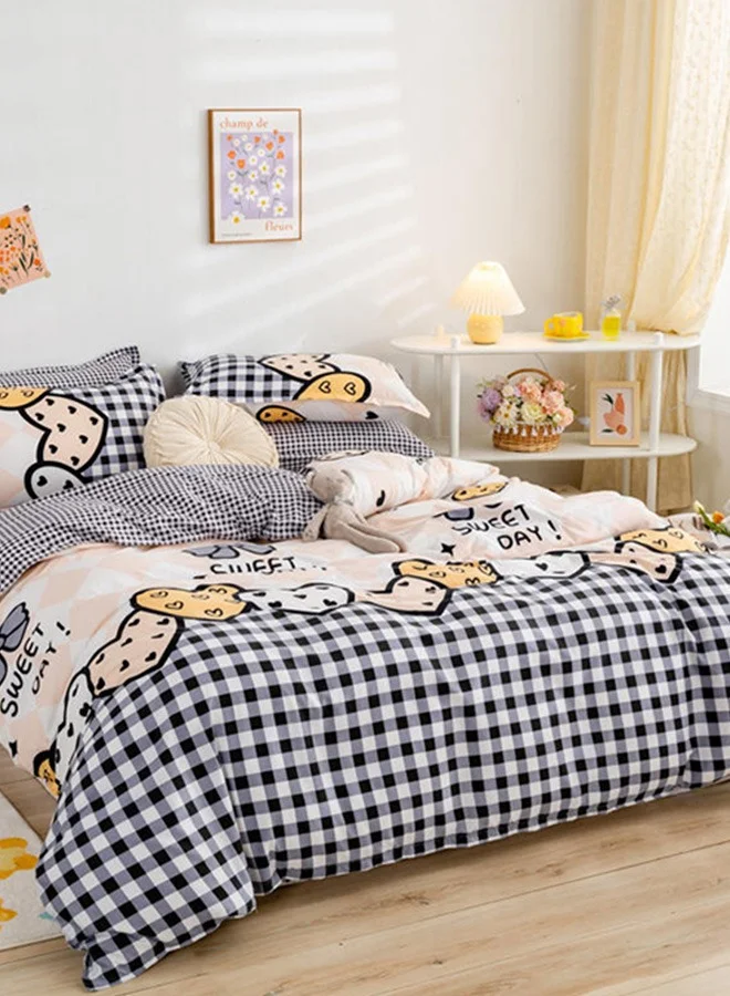 شاربدو Sharpdo 4-Pieces Bed Sheet Set Polyester Soft Quilt Cover With 1Quilt Cover 150*200cm 1 Flat Sheet and 2 Pillowcases