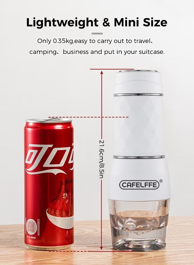 Cafelffe 3-in-1 Portable Espresso Coffee Machine Manual Milk Frother New Manual Portable Espresso Machine for Nespresso Capsule and Coffee Powder 120ml White - Image 4