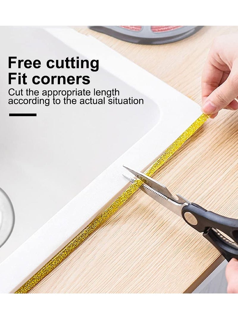 SYOSI Self Adhesive Molding Decorative, Seam Beauty Edge Strip Decorative Sticker Sealant Tape Caulking Strip Background Strip for Stoves, Sinks, Toilets, Tile Edges, Wall Corners, Etc. (gold) - Image 4