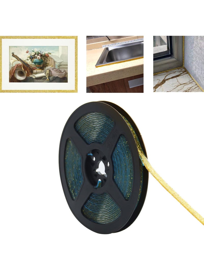 SYOSI Self Adhesive Molding Decorative, Seam Beauty Edge Strip Decorative Sticker Sealant Tape Caulking Strip Background Strip for Stoves, Sinks, Toilets, Tile Edges, Wall Corners, Etc. (gold) - Image 1
