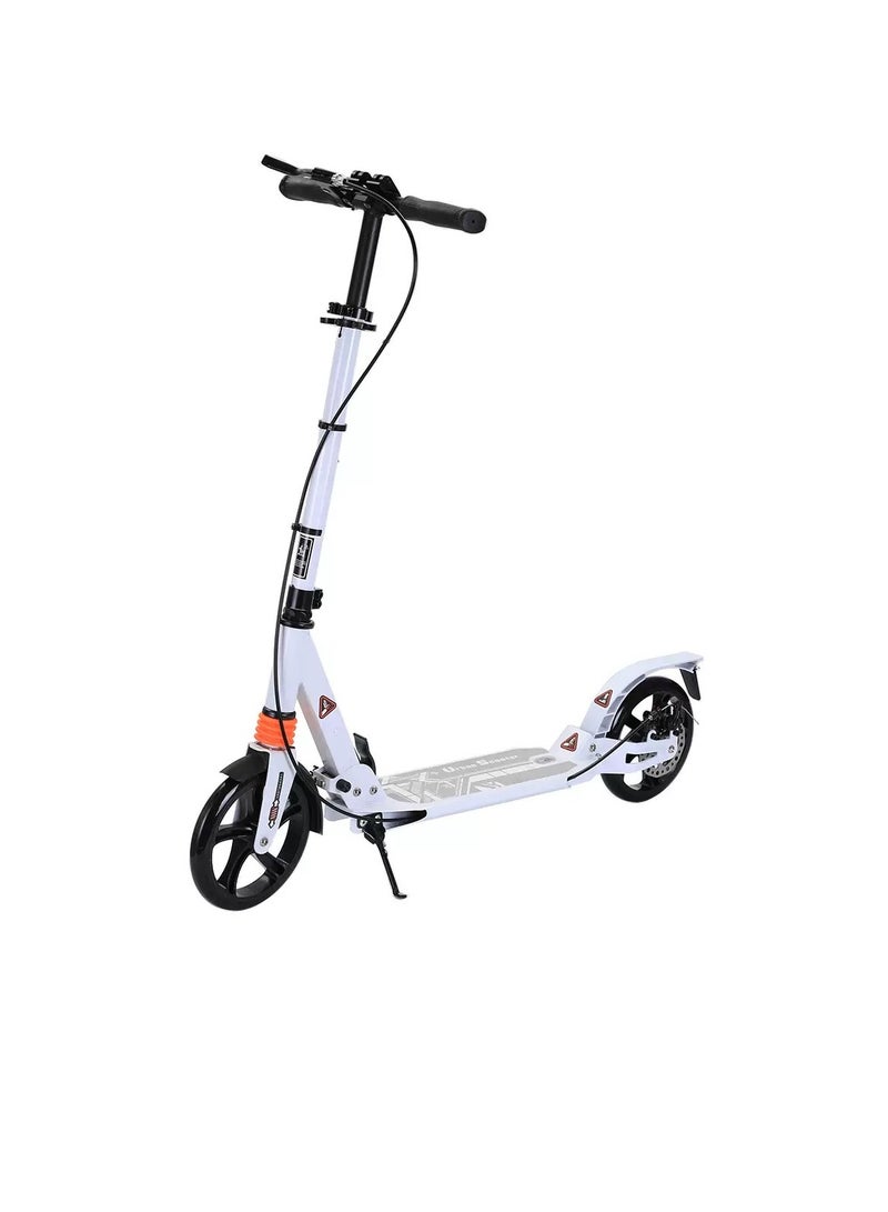 CityRiya-Long Adult & Teen Kick Scooter,Urban Commuter Foldable Scooter,3-Level Height Adjustable, Disc Brakes & PU Wheels,Aluminium Frame, Shock Absorption, 100kg Load(YS-CT888-White) - Image 1