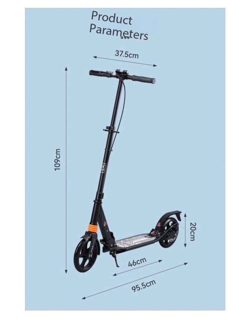 CityRiya-Long Adult & Teen Kick Scooter,Urban Commuter Foldable Scooter,3-Level Height Adjustable, Disc Brakes & PU Wheels,Aluminium Frame, Shock Absorption, 100kg Load(YS-CT888-White) - Image 2