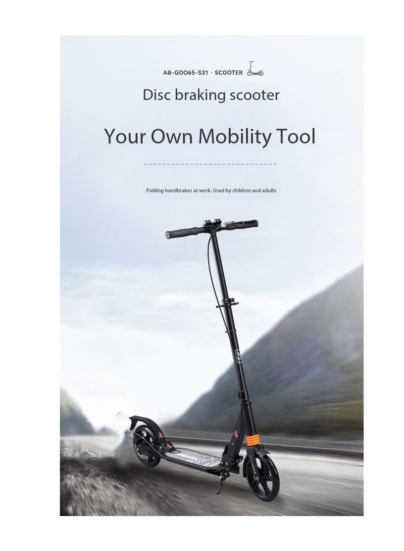 CityRiya-Long Adult & Teen Kick Scooter,Urban Commuter Foldable Scooter,3-Level Height Adjustable, Disc Brakes & PU Wheels,Aluminium Frame, Shock Absorption, 100kg Load(YS-CT888-White) - Image 4