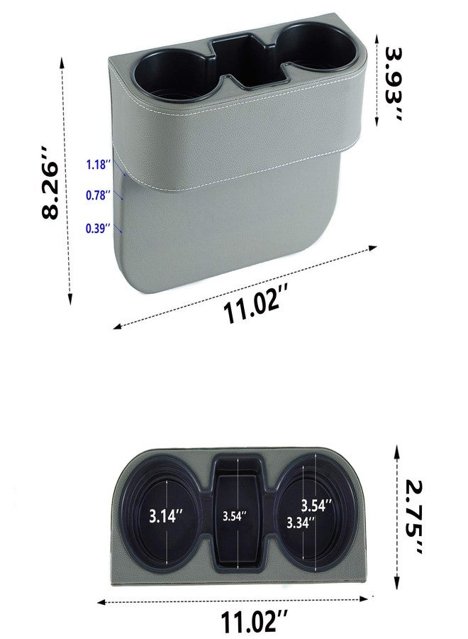 IOKONE Coin Side Pocket Console Side Pocket Leather Cover Car Cup Holder Auto Front Seat Organizer Cell Mobile Phone Holder (Gray) - Image 2