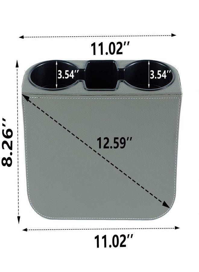 IOKONE Coin Side Pocket Console Side Pocket Leather Cover Car Cup Holder Auto Front Seat Organizer Cell Mobile Phone Holder (Gray) - Image 4