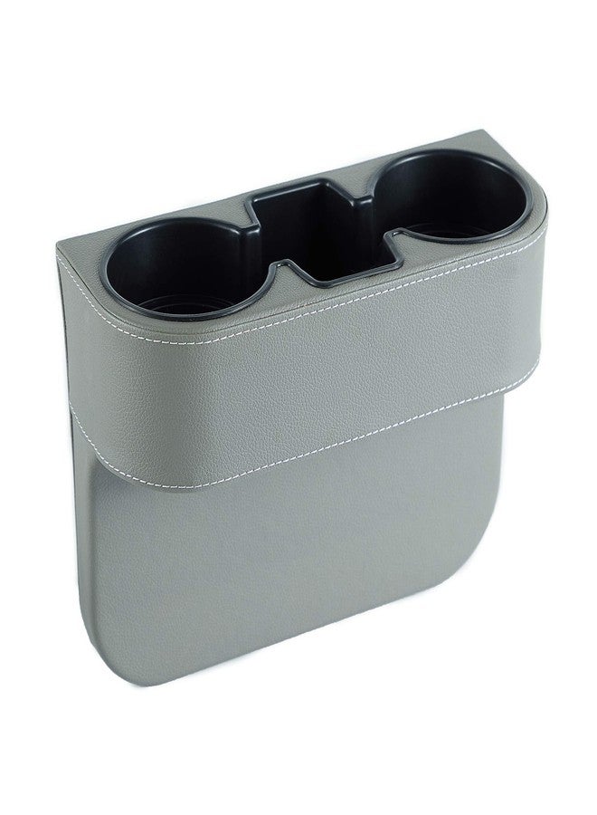 IOKONE Coin Side Pocket Console Side Pocket Leather Cover Car Cup Holder Auto Front Seat Organizer Cell Mobile Phone Holder (Gray) - Image 1