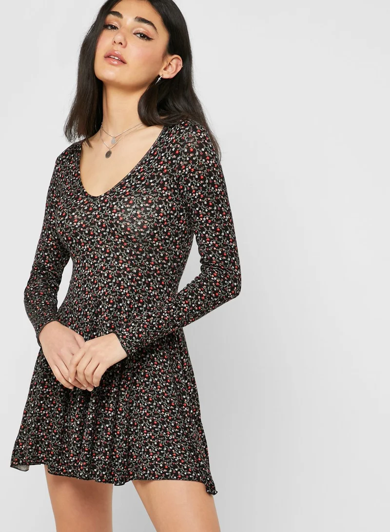 FOREVER 21 Floral Print Skater Dress