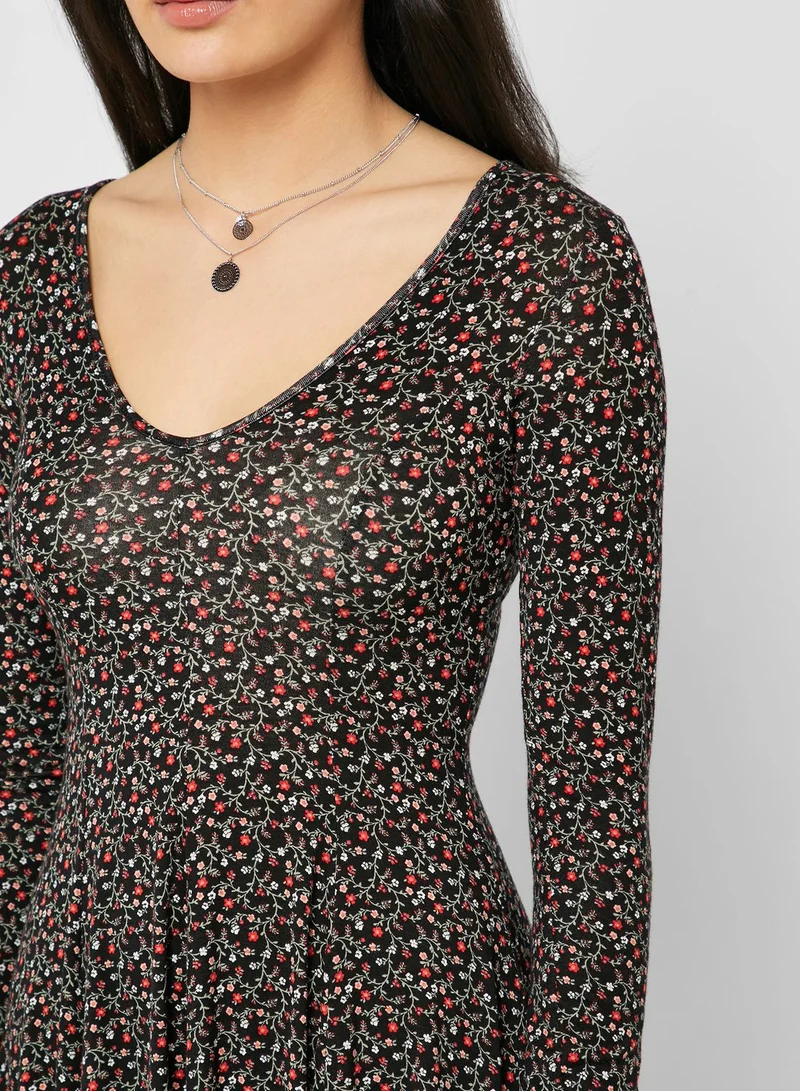 FOREVER 21 Floral Print Skater Dress