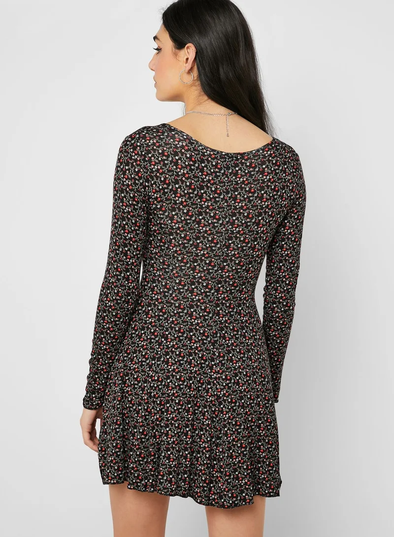 FOREVER 21 Floral Print Skater Dress
