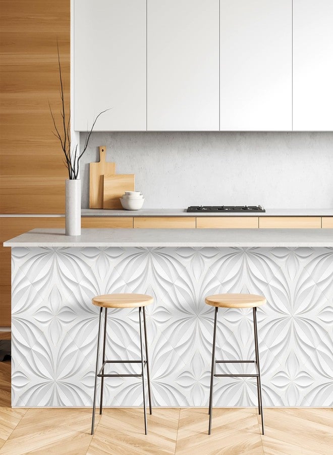 LaCheery White Tile Wallpaper Peel and Stick Ceiling Wallpaper Stick and Peel 3d Tiles Self Adhesive Backsplash Wall Paper Roll White Tile Contact Paper for Bathroom Kitchen Walls Waterproof 17.5"x80" - Image 3