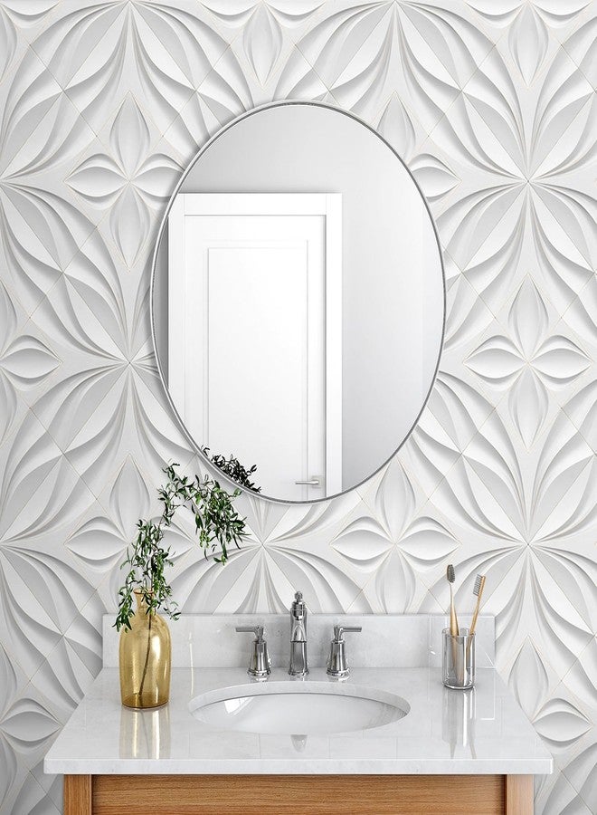 LaCheery White Tile Wallpaper Peel and Stick Ceiling Wallpaper Stick and Peel 3d Tiles Self Adhesive Backsplash Wall Paper Roll White Tile Contact Paper for Bathroom Kitchen Walls Waterproof 17.5"x80" - Image 2