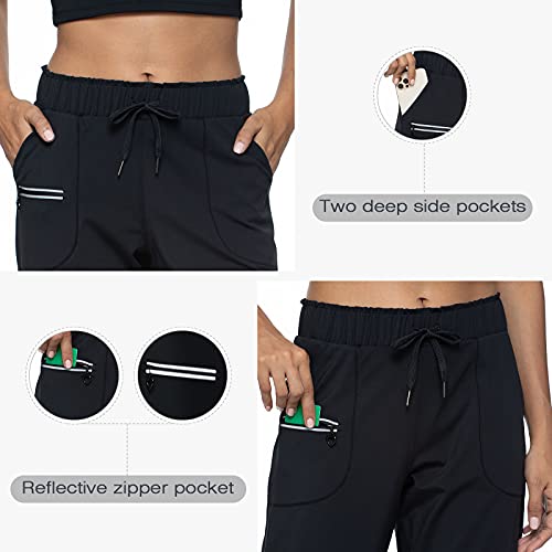 Haowind Joggers for Women with Pockets Elastic Waist Workout Sport Gym Pants Comfy Lounge Yoga Running Pants(Black01 S) - Image 5