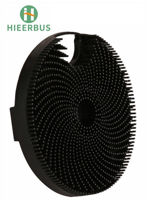 Silicone Body Brush, Gentle Exfoliating Body Scrubber in Shower Silicone Loofah with Easily Leather Bristles, Long Lasting, and More Hygienic Than Traditional Shower Loofah 1Pack, Black