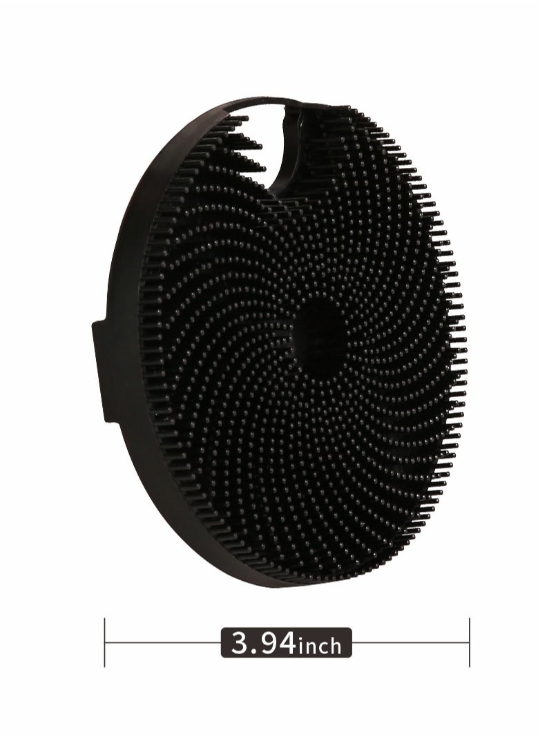 HieerBus - Silicone Body Brush, Gentle Exfoliating Body Scrubber in Shower Silicone Loofah with Easily Leather Bristles, Long Lasting, and More Hygienic Than Traditional Shower Loofah 1Pack, Black - Image 1