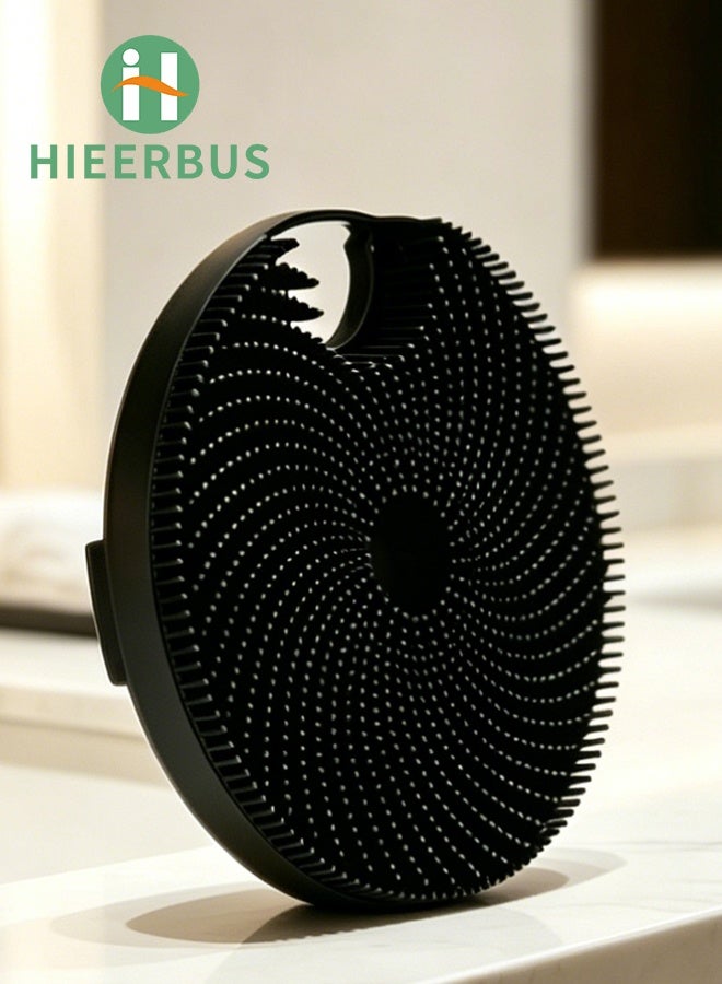 Silicone Body Brush, Gentle Exfoliating Body Scrubber in Shower Silicone Loofah with Easily Leather Bristles, Long Lasting, and More Hygienic Than Traditional Shower Loofah 1Pack, Black