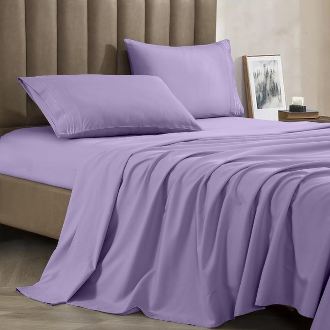 PREMIUM 1800 HOTEL QUALITY WRINKLERESISTANT 4PIECE MICROFIBER SHEET SET LUXURY ULTRA SOFT AND BREATHABLE BEDDING 16 INCH DEEP POCKET 4PC SHEET SET CALIFORNIA KING LILAC