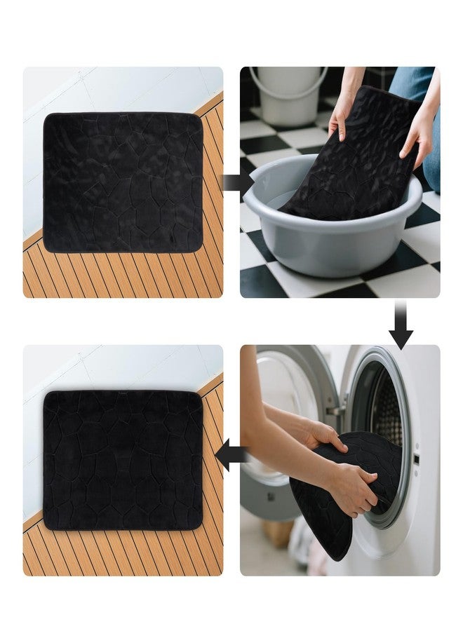 Icegrey 4PCS Family Shower Curtain Sets with Non-Slip Rug, Toilet Lid Cover, Bath Mat, Home Bathroom Decor Set Accessories Waterproof Shower Curtains with 12 Hooks, Black - Image 4