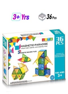 Cordova 3D Magnetic Tiles Building Set 36PCs Fun and Educational Toy STEAM for Learning & Creativity Best Gift for 3 4 5 6 8 Years Old Boys Girls 36 PCs Magnetic Tiles  - Image 1