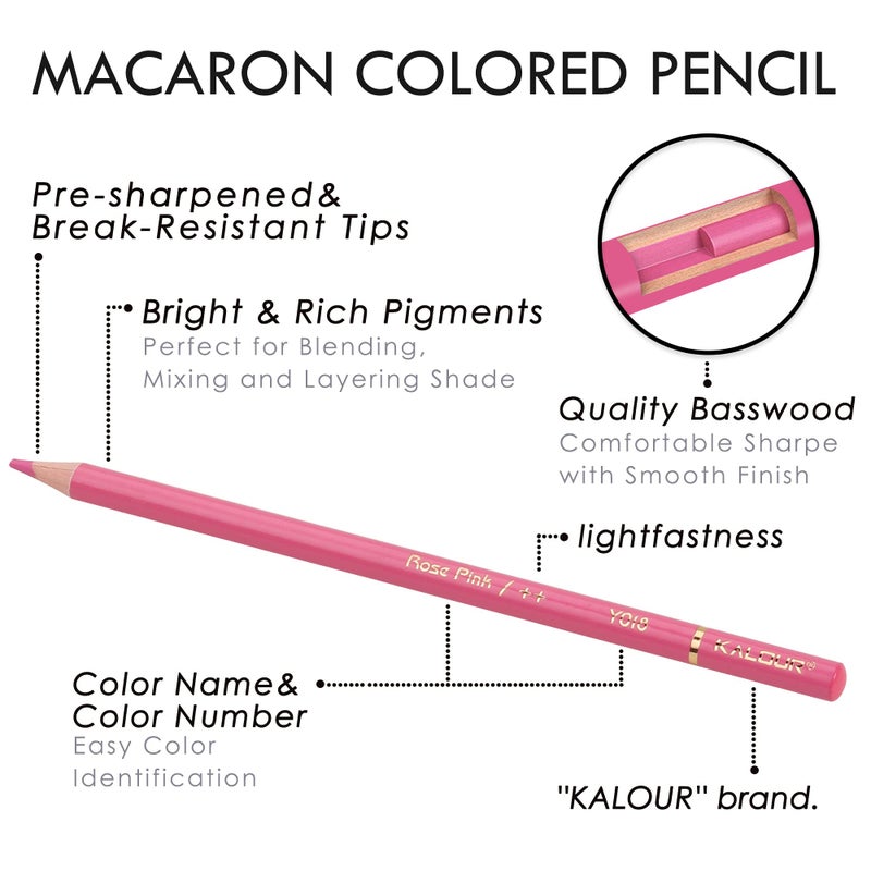 KALOUR Macaron Pastel Colored Pencils,Set of 50 Colors,Artists Soft Core,Ideal for Drawing Sketching Shading,Coloring Pencils for Adults Kids Beginners - Image 3