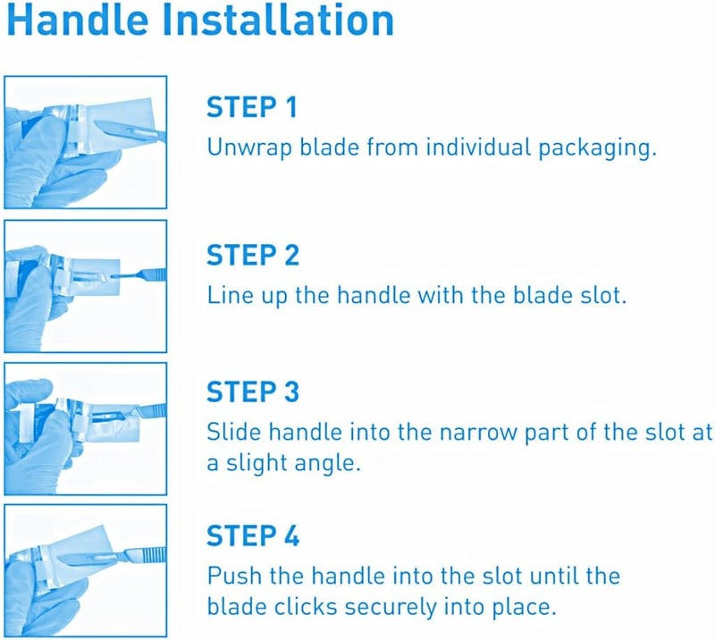 Dermaplaning Face Blade Set with Metal Handle with 4 Pieces Blades, Silver - Image 4