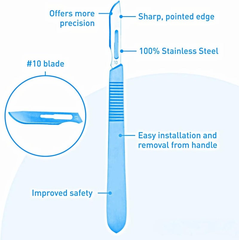 Dermaplaning Face Blade Set with Metal Handle with 4 Pieces Blades, Silver - Image 3