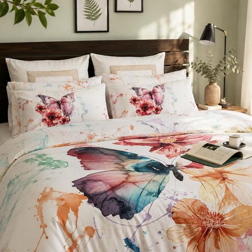 RUSTIQUE LINENS | Digitally Printed with Reactive Ink |300 TC 100% Cotton 1 King Bedsheet Set | Extra Smoothness with Sateen Weave|Ethereal Wings Bedsheet Set (1 Flat Sheet + 2 Pillow Cases) - Image 5