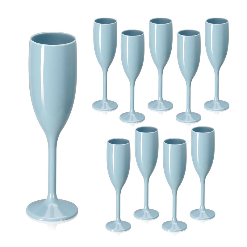 كؤوس الشمبانيا الأكريليكية XUWAIDSGN كؤوس التوست غير قابلة للكسر كؤوس ميموزا قابلة لإعادة الاستخدام كؤوس النبيذ الكلاسيكية كؤوس الشرب ذات الساق 54 أونصة لعيد الميلاد عيد الميلاد 10 أزرق