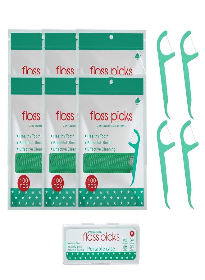 ZHOKSYI Mint Dental Floss Picks,Tooth Picks Flossers for Adults，600 Count with a Portable Travel Cases Floss - Image 1