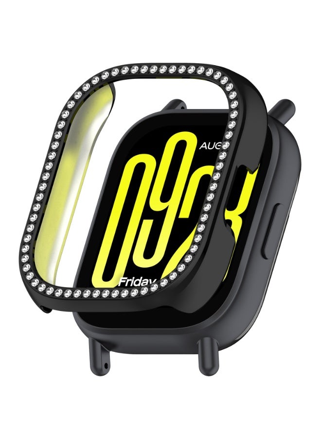 غطاء مجوهرات مجوف لساعة Redmi Watch 5 Active للنساء/الرجال، إطار متين مقاوم للسقوط مرصع بأحجار الراين لساعة Redmi Watch 5 Active الذكية (أسود) - Image 1