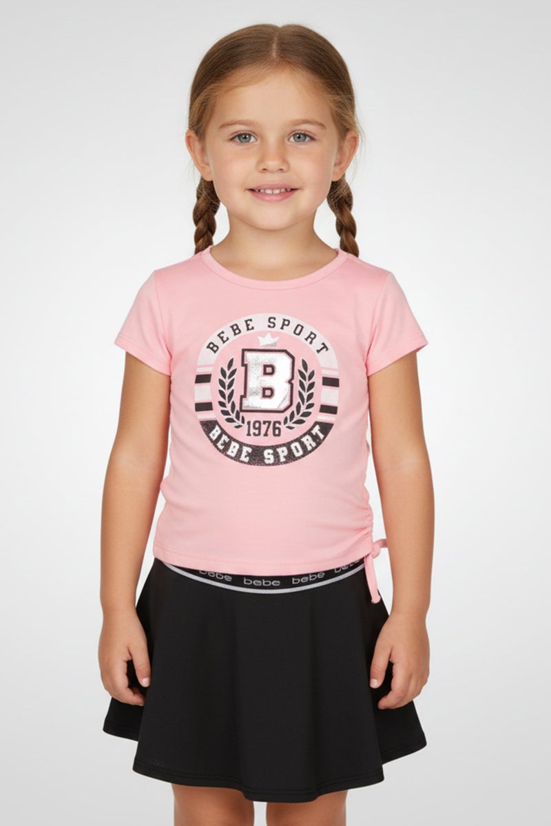 bebe Kids Girl 2 Pcs Cap Sleeve Outdoor Top And Skort Set, Multicolor - Image 1