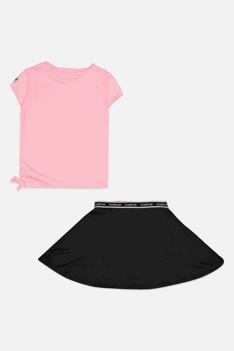 bebe Kids Girl 2 Pcs Cap Sleeve Outdoor Top And Skort Set, Multicolor - Image 2