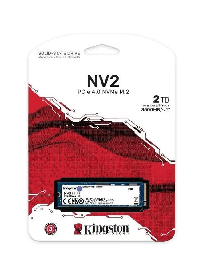 Kingston - NV2 2TB M.2 2280 NVMe Internal SSD, Up to 3500MB/s Read / 2800MB/s Write Speed, Gen 4x4 NVMe PCIe Performance, 2.17G Vibration Operating | SNV2S/2000G 2 TB - Image 1