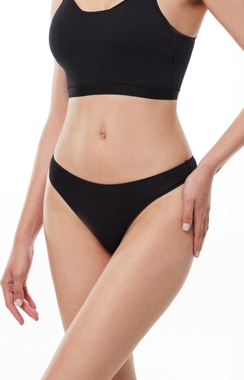 Malabadi Women Black 6-Piece Modal String Thong 186  - Image 2