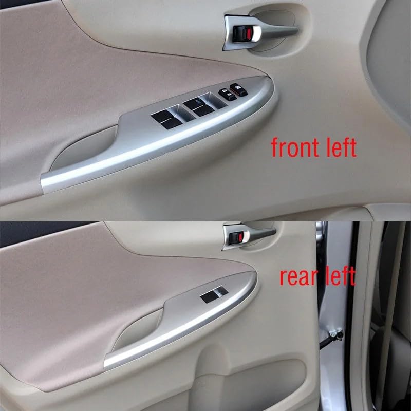 Fouedy 4Pcs/Set Fit for to-yota Corolla 2009 2010 2011 2012 2013 Facelift Front Window Lift Control Switch Bezel Trim Panel Cover Sliver (4Pcs) - Image 3