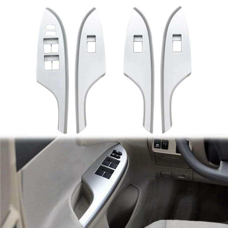 Fouedy 4Pcs/Set Fit for to-yota Corolla 2009 2010 2011 2012 2013 Facelift Front Window Lift Control Switch Bezel Trim Panel Cover Sliver (4Pcs) - Image 5
