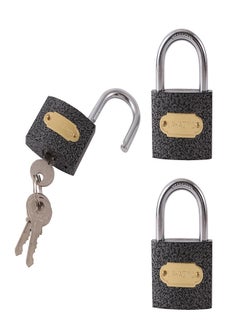 LAWAZIM Iron Padlock-Pack of 3 50mm - HeavyDuty Shackle Keyed Pad Lock for Hasp Latch Gym Locker Toolbox Gate Shed Storage Unit Cabinet Weatherproof Rust-Resistant Secure Locking Mechanism  - Image 1