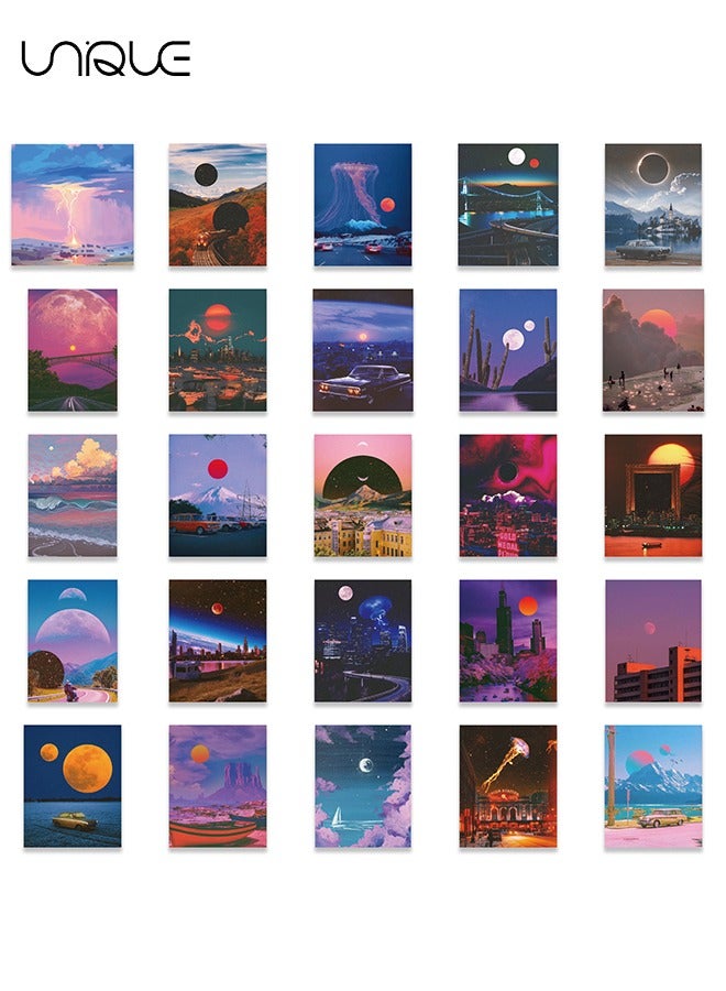Unique 50Pcs Cartoon Sunset Illustration Sticker, Vinyl Waterproof Stickers for Water Bottles Laptop Phone Computer Guitar, Gifts for Teens, Girls, Fans - Image 3